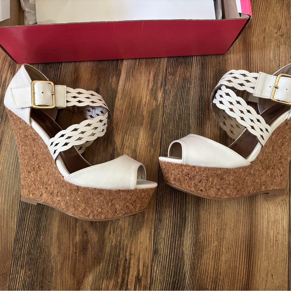 Chic White Braided Wedge Sandals